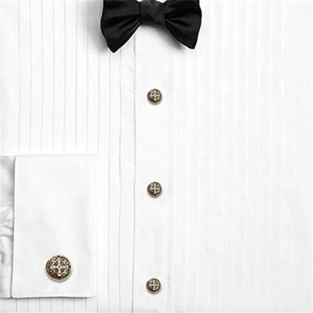 Men's Gold Cufflinks and Tuxedo Studs with Gift Box